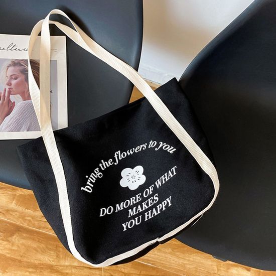 플로랄 캔버스 에코백 숄더백 가방 블랙(WC512BC)