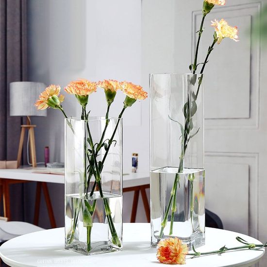 베하몰 사각 유리 화병 12x12x40cm(WBB267C)