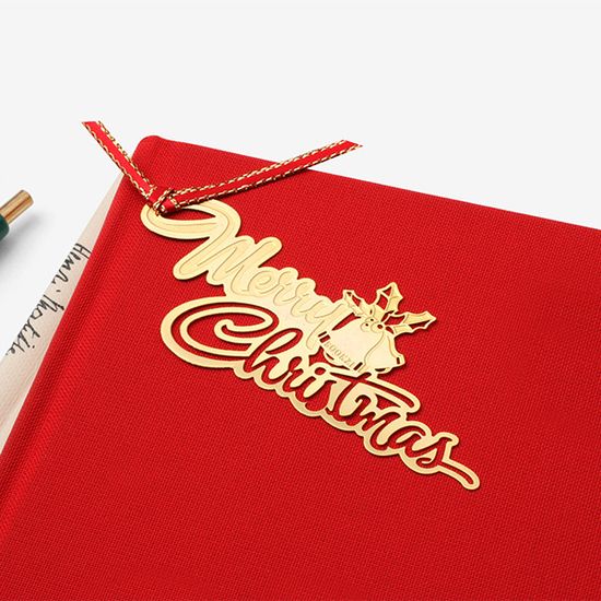 북마크 카드 크리스마스 - 골드 리스