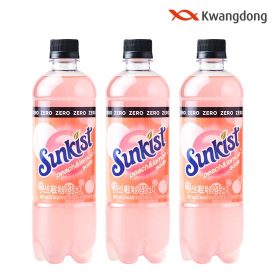 광동 썬키스트 제로 복숭아레몬 소다 600ml x 24개