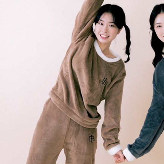 메리핀 밍크 기모 수면잠옷세트