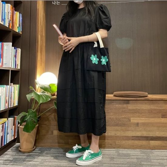 브떼 초록 꽃 블랙 미니 토드백 플라워 에코백 숄더백