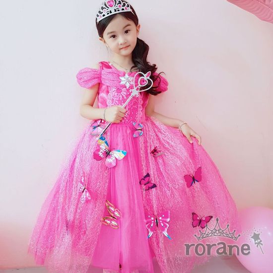 여아 나비 핑크 반팔 공주드레스(W8536A4)
