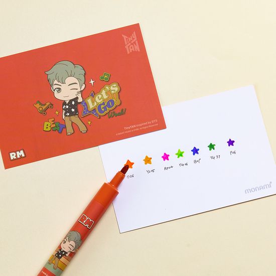 [모나미] TinyTan 유성매직 7본입 엽서 세트 Dynamite