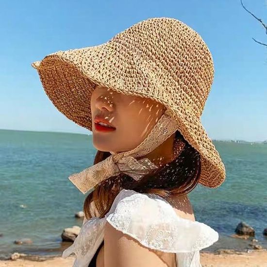 핼리 레이스 포인트끈 여름 왕골 라탄모자 버킷햇