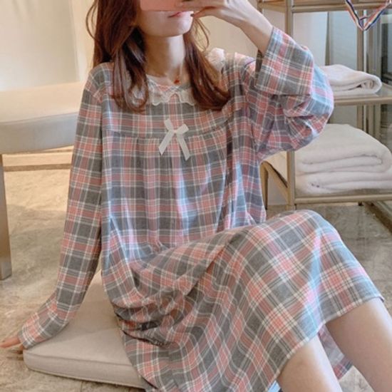 어나더뷰 러블리 체크리본 롱원피스 파자마 8종 942