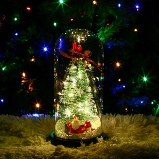 LED 유리돔 크리스마스 트리 무드등(산타 로고)