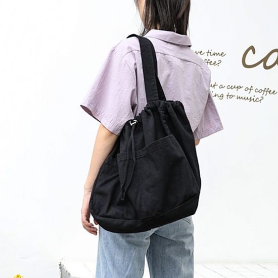 스트링 캔버스 숄더백(블랙) 복조리캔버스백(WBF710F)