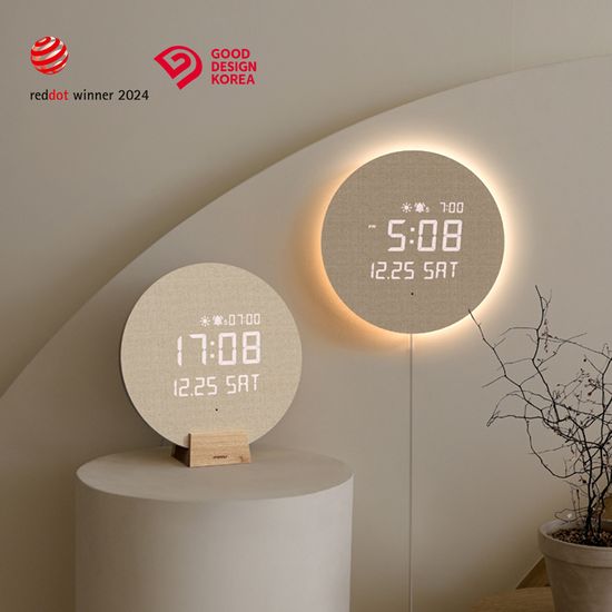 [무아스] 풀문 백라이트 무드등 LED 벽시계+거치대