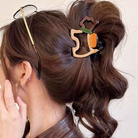 강아지 캐릭터 헤어 머리 큰 집게핀  올림머리 똥머리