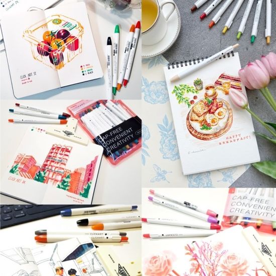 제브라 노크식 다용도 수성 싸인펜 클릭아트 6색세트