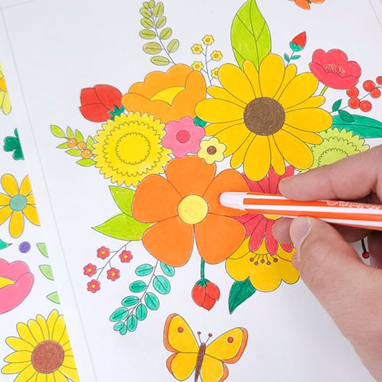 색칠공부 꽃 5종 그리기 DIY KIT 컬러링 도안 그림