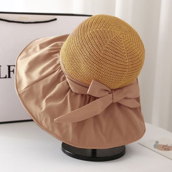 [아일렌]자외선차단 암막 리본 버킷햇(브라운)
