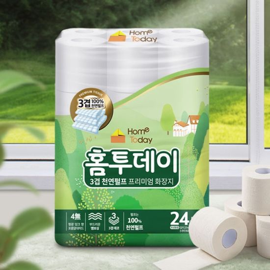 3겹 천연펄프! 홈투데이 화장지 27M*24롤