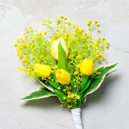 조화 옐로우 튤립 부케
