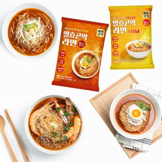 빼빼곤약 발효곤약라면 매운맛214g / 순한맛215g 3팩