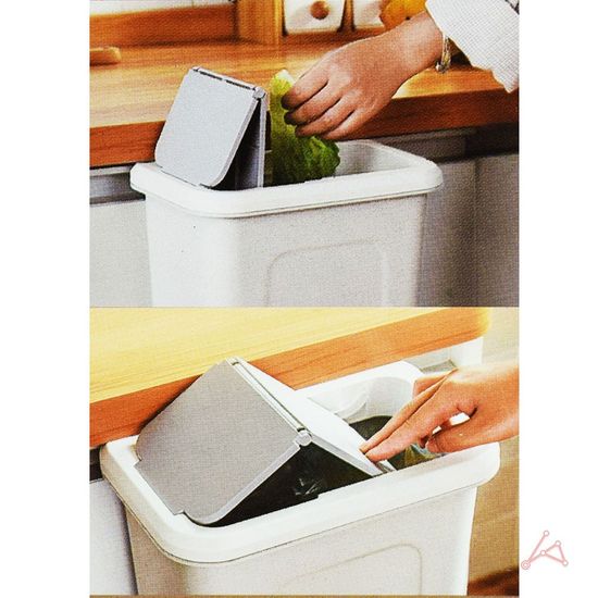 주방쓰레기통 뚜껑 슬라이딩 걸이 휴지통(WF408DC)
