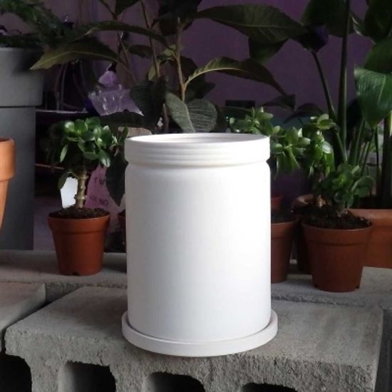 모던 도기 화분 가로줄원통형 15x20cm