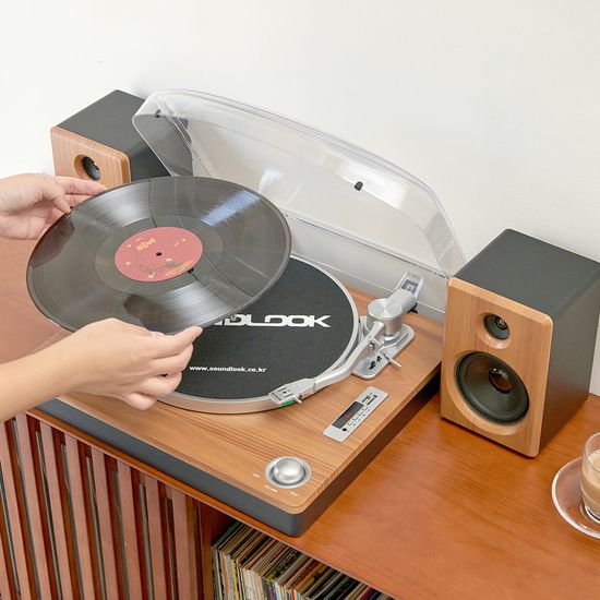 클래식 블루투스 턴테이블 스피커 세트 LP플레이어