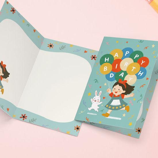 캘리엠 캘리그라피카드 HN2504 - 생일(풍선든소녀)