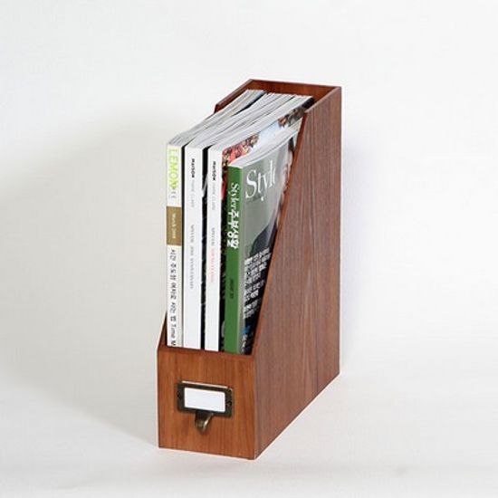 우드 화일 잡지 서류 보관함-웬지색