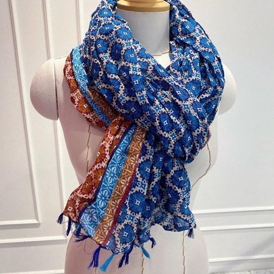 [애슬릿]봄 클로버 아사 면 주름 롱 머플러 스카프