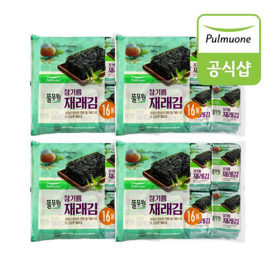 풀무원 참기름 도시락 재래김 4g x 16봉 4묶음