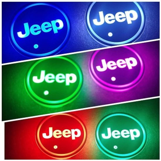 JEEP 지프 랭글러 로고 차량용 LED 발광 컵홀더