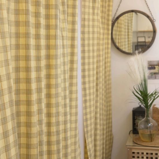 멜란타탄체크 옐로우 면커튼