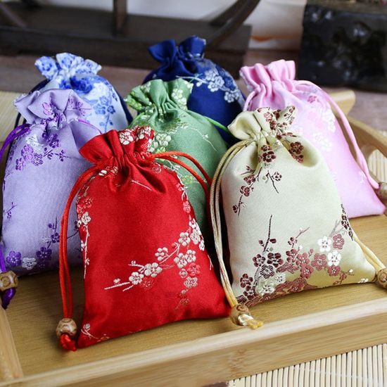 매화 무늬 복주머니 붉은색 10X14cm(WC9BF89)