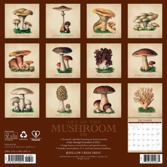 2026벽걸이캘린더 Art of the Mushroom