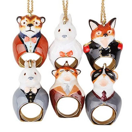 [러쉬룸] [직수입/Mary Lou] animal ring necklace ( 여우, 레이디 토끼, 젠틀맨 토끼)