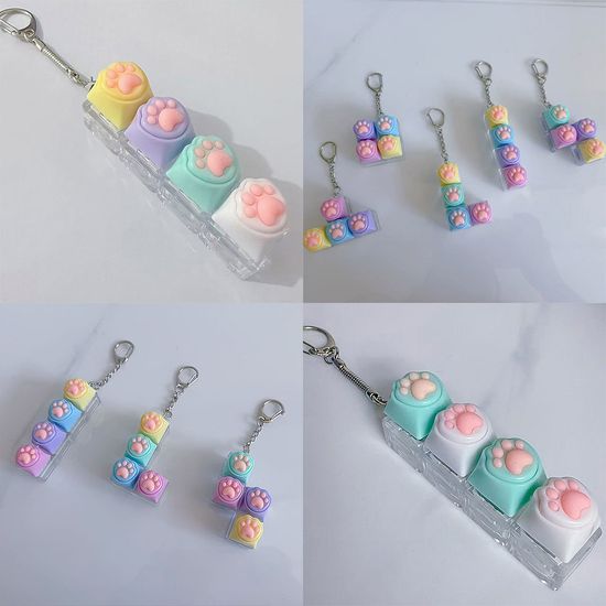 4구 고양이 발바닥 피젯 키보드 딸깍이 키캡 키링