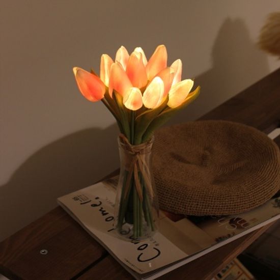 [via k studio] 핑크 튤립 부케 LED 무드등