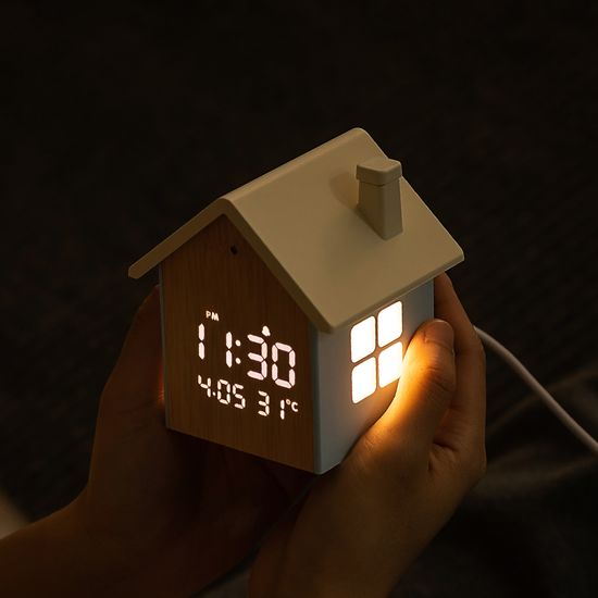 베이지브라운 무드홈 하우스 인테리어 LED 탁상시계
