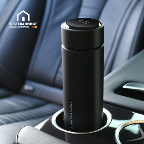 캠핑 직장인 온도 측정 보온 보냉 텀블러 500ml 블랙