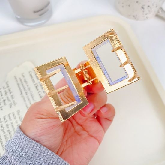 예쁜 오로라 자개 미니 사각 헤어 프랑스 메탈 집게핀