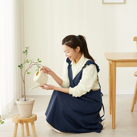 루나 퀸 순면 롱 방수 앞치마 네이비