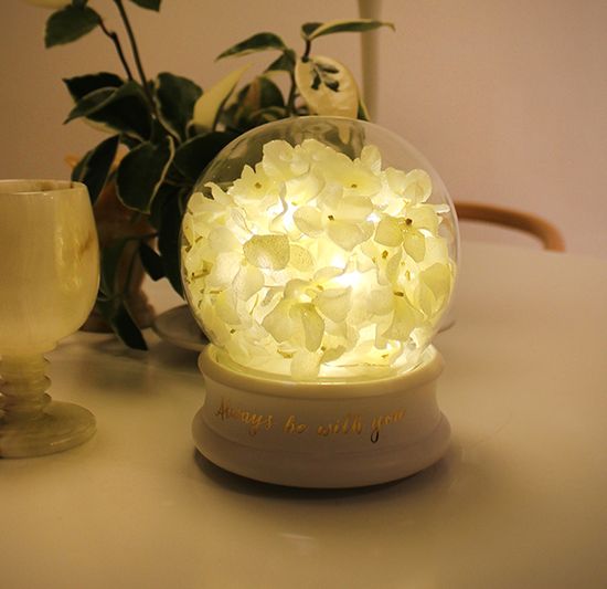 [클리어런스]수국 유리 돔 LED 멜로디 무드등