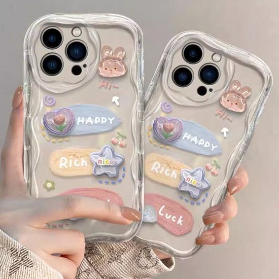 갤럭시S 23 22 21 토끼 레진 캐릭터 데코 물결 케이스