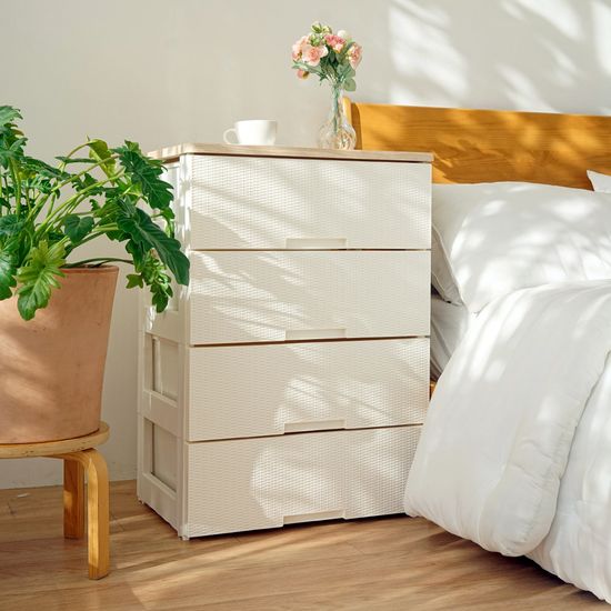 보노하우스 라탄 플러스 우드상판 서랍장 2단~6단