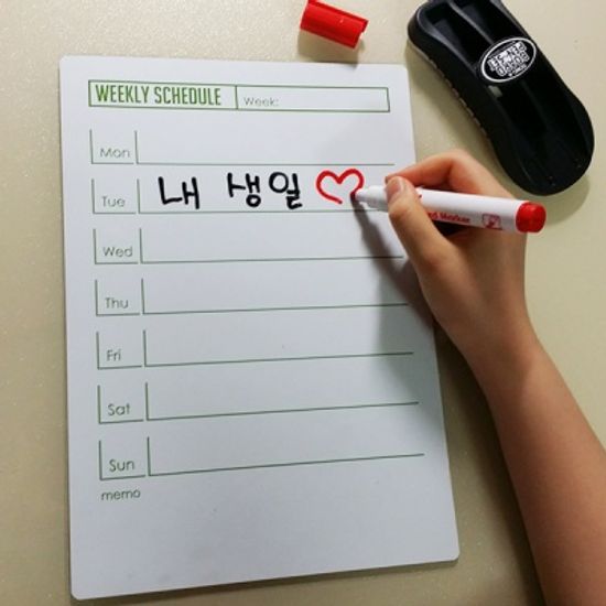 [시바타]부착식 미니 화이트보드 메모판(주간)(KM-218)