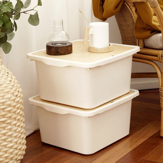 모모 팬트리 리빙박스 우드커버 L 4P 수납 정리함