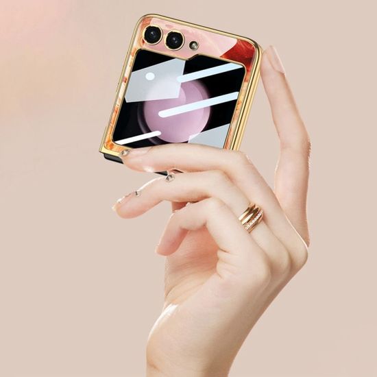 갤럭시 Z플립 5 4 대리석 마블 패턴 강화유리 케이스