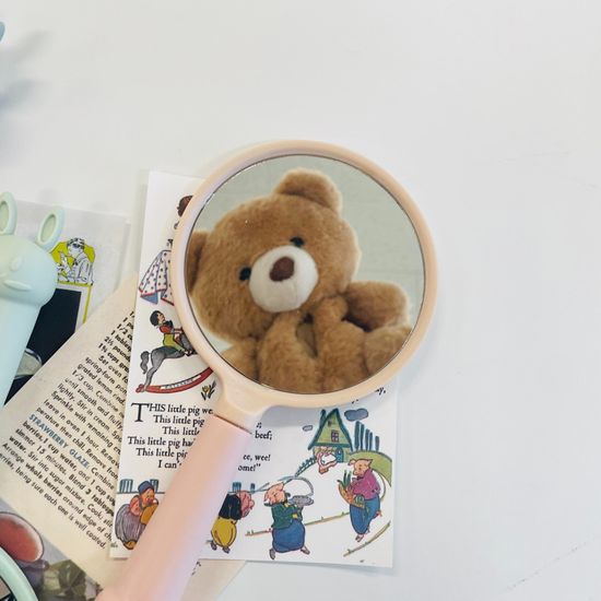 토끼 미니 손 거울 빗 세트 손잡이 화장 이쁜 속눈썹