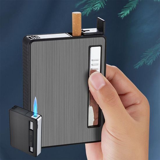 라이터 일체형 메탈릭 반자동 10개피 고급 담배케이스