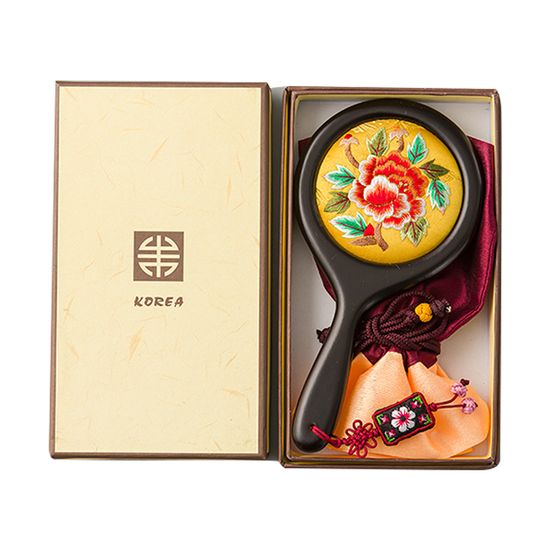 한국전통 자수 손잡이 공주 손거울 외국인선물 기념품
