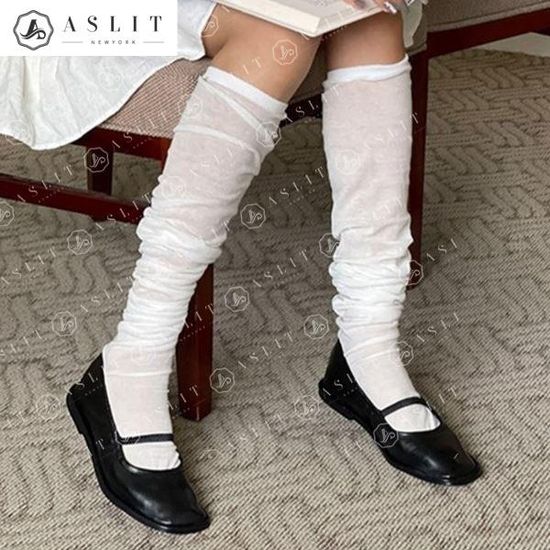 [애슬릿]스퀘어 토 셔링 밴딩 메리제인 플랫 슈즈