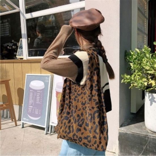 데일리 에코백 레오파드 코듀로이 숄더백 (WC7CE56)