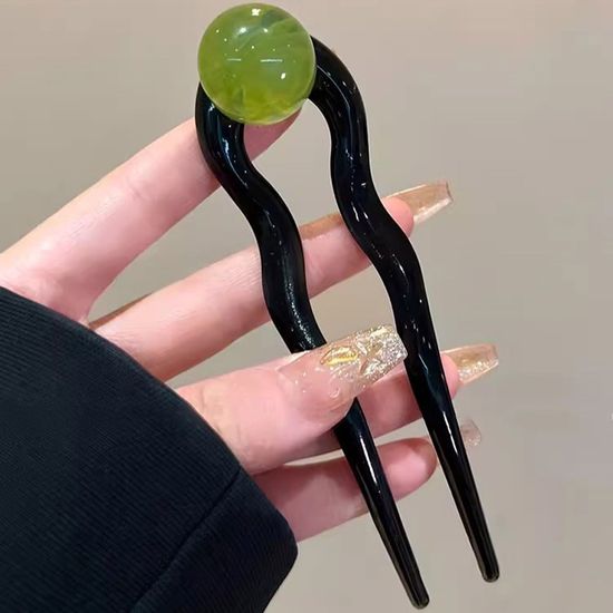 왕구슬 진주 u자 비녀 머리 핀 한복 뒤꽂이 헤어 삔